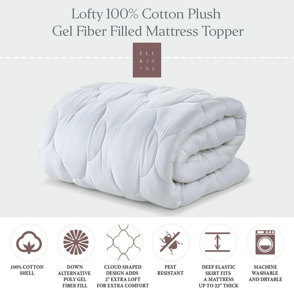 Fluffy Clouds 2 in. Twin 100% Cotton Loft Fiber Mattress Pad