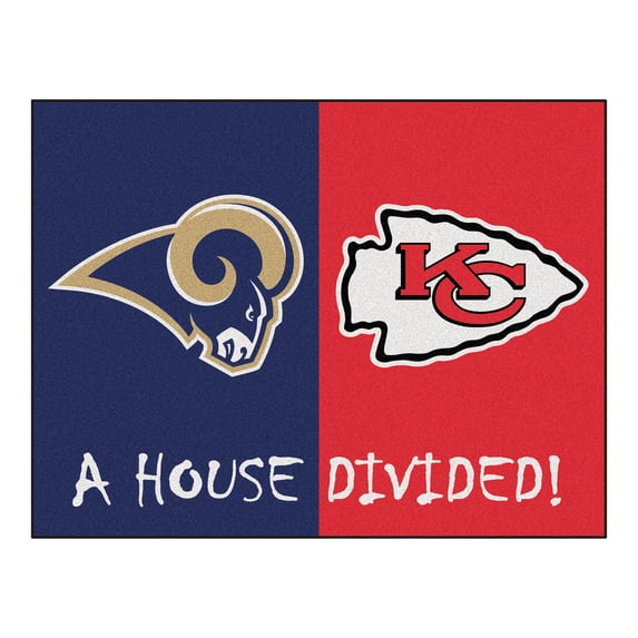 NFL - Rams - Chiefs House Divided Rug 33.75"x42.5"