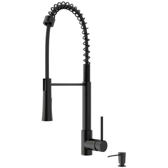 VIGO Laurelton Pull-Down Spray Kitchen Faucet With Soap Dispenser In Matte Black