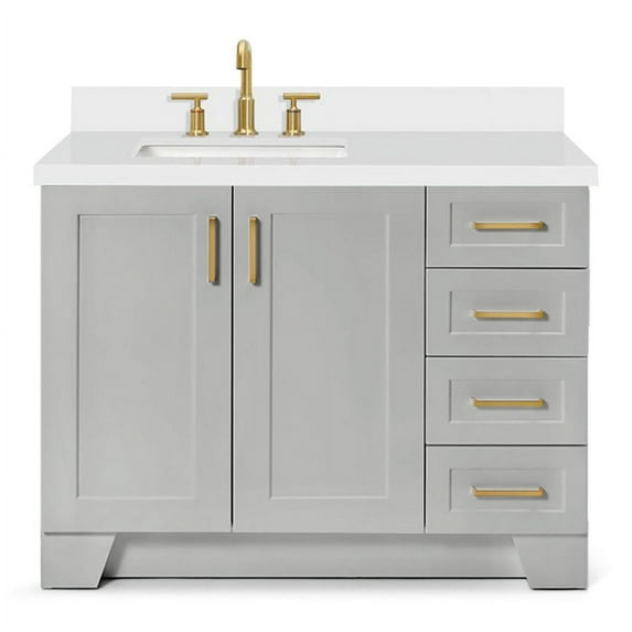 ARIEL TAYLOR 43 IN. LEFT OFFSET SINGLE RECTANGLE SINK VANITY IN GREY