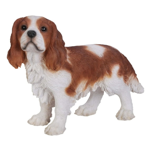 Hi-Line Gifts King Charles Spaniel Dog Outdoor Garden Statue - 16.25" - Brown and White