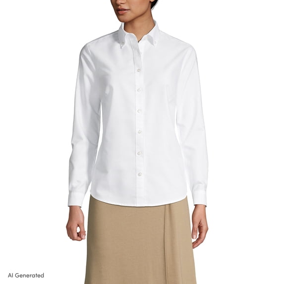 Lands' End Women's Long Sleeve Oxford Dress Shirt