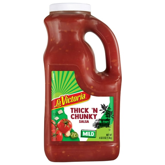 LA VICTORIA Thick 'n Chunky Mild Salsa, Tortilla Chip Dip, Shelf Stable, Large 67 oz Plastic Jug