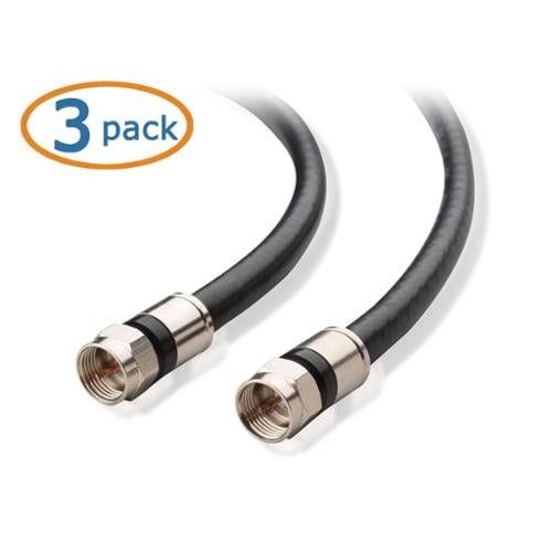 Cable Matters 3-Pack CL2 in-Wall Rated (cm) Quad Shielded Coaxial Cable (RG6 Cable, Coax Cable) in Black 1.5 Feet