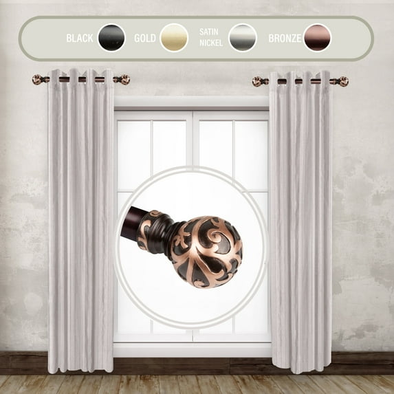 Terreca 1" dia. Side Curtain Rod 12-20 inch long (Set of 2) - Bronze