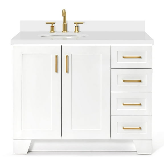 ARIEL Taylor 43 in. Bath Vanity in White with Quartz Vanity Top in White with White Basin