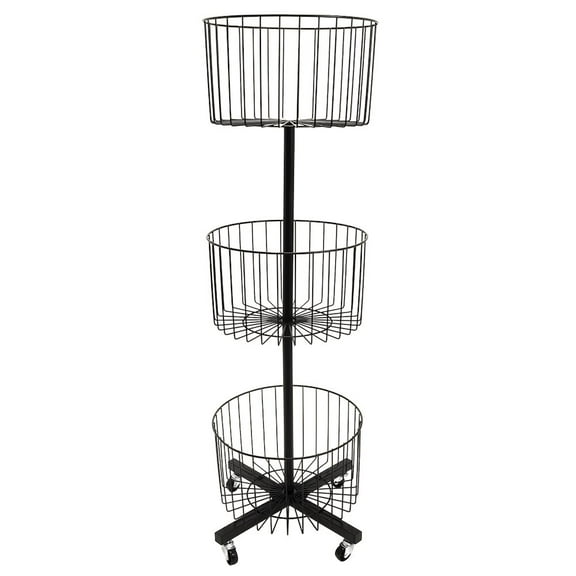 DAS COMPANIES 3-Tier Basket Bin Floor Display Black