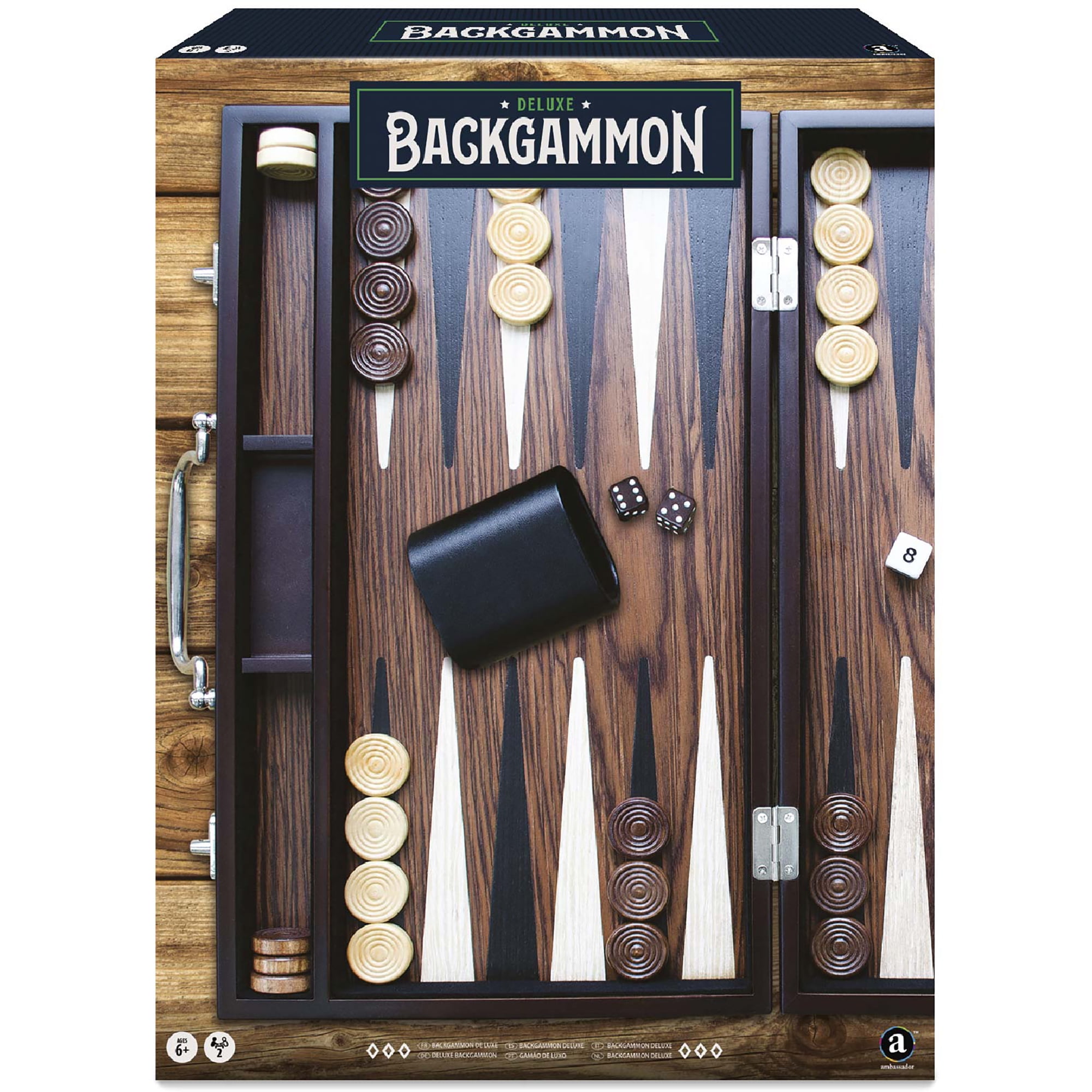 Craftsman Deluxe Wood Backgammon Set with Natural Veneer Finish