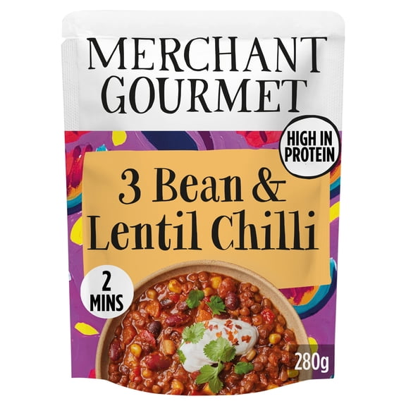 Merchant Gourmet 3-Bean & Lentil Chilli 280g, Imported from Britain