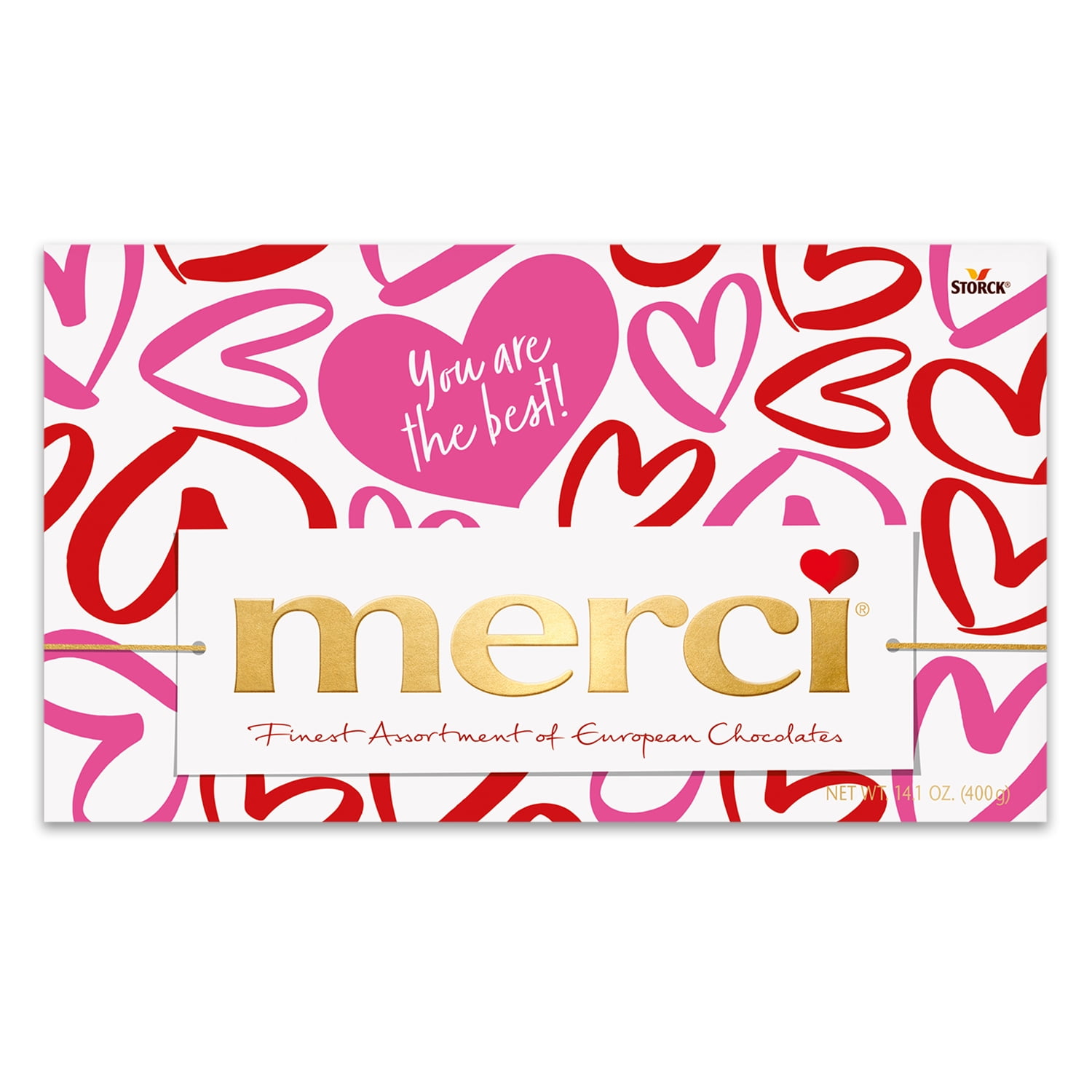 Merci Finest Valentine's Day Assorted Chocolate Candy Gift Box, 14.08 oz