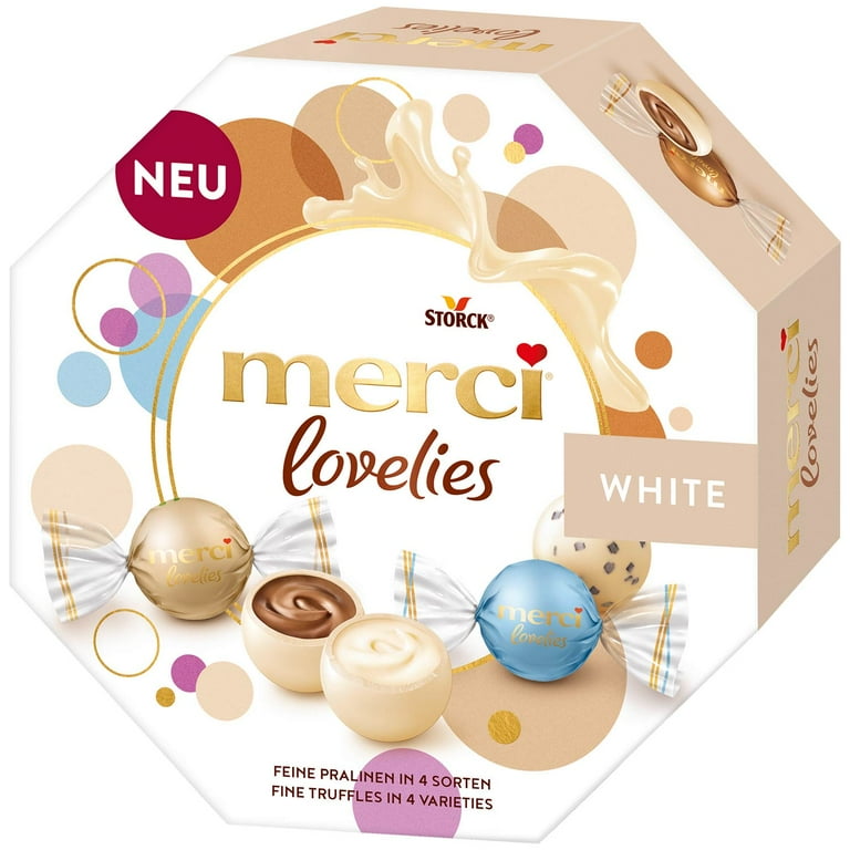 Merci LOVELIES White chocolate variety in a GIFT BOX 185g/6.53 oz