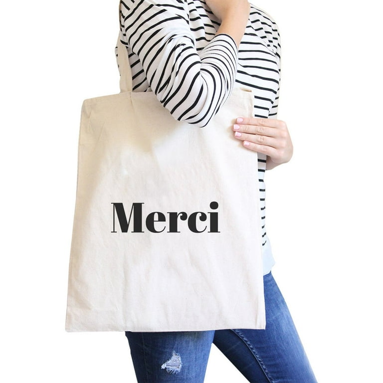 Merci Natural Canvas Bag Cute And Simple Shoulder bags Gift For