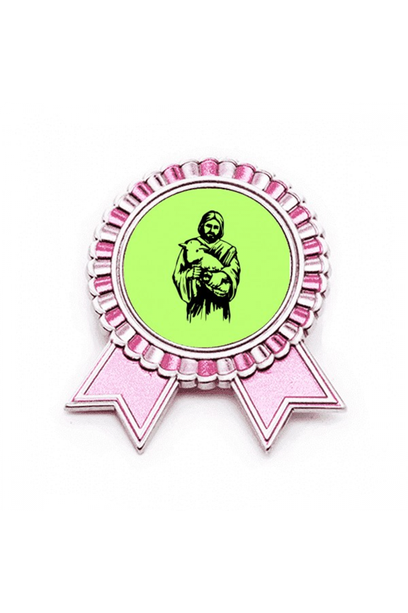 Merciful Savior Kindness Tolerant Badge Brooch Pin Pink Winner Award Medal