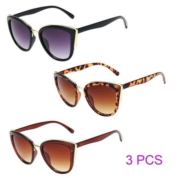 Mercita Women's Sunglasses, Classic Women's Sunglasses Protective Oversized Sunglasses Shiny Large Frame Women's Sunglasses/3PCS