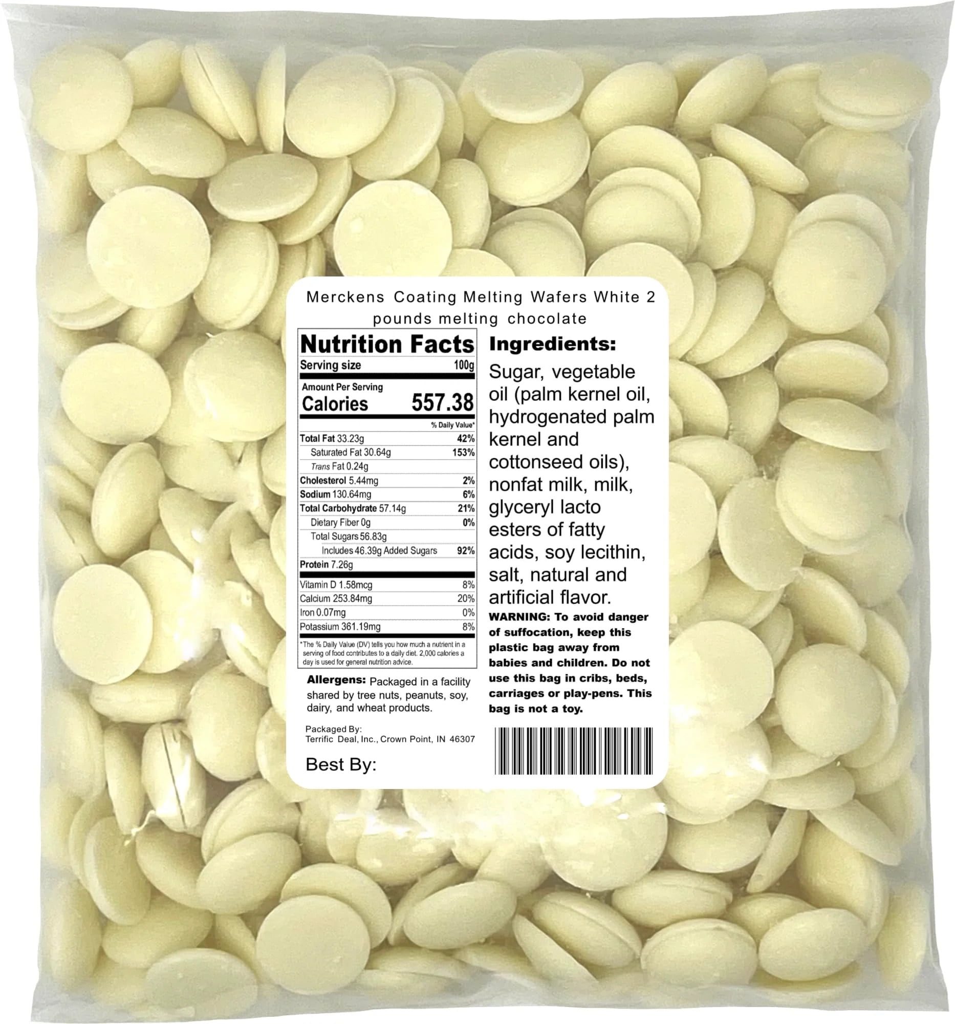 The Nile Sweets Low Sodium White Chocolate Melting Wafers, 2 lbs