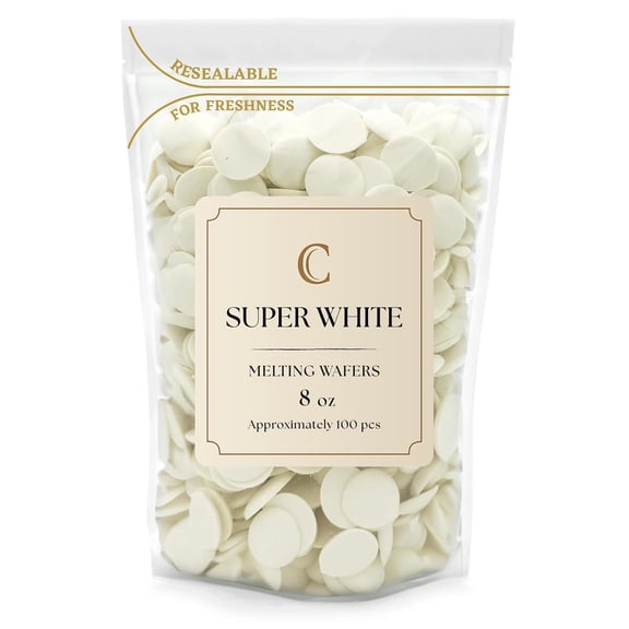 Merckens Super White Melting Wafers 8 Ounces Bulk Bag Perfect For Dipping, Deserts, Baking And More