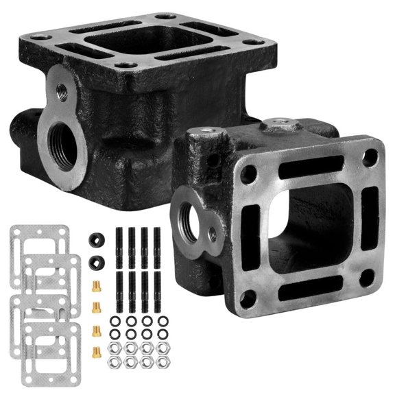 Mercruiser 3 Spacer Blocks with Gaskets and Bolts - Replaces 93320, 93320A3, 93320A13 - Fits 1982-2001 Mercruiser Manifolds for V6 and V8 Engines - Pair of 3 inch Wet Joint Spacers by FASWORX