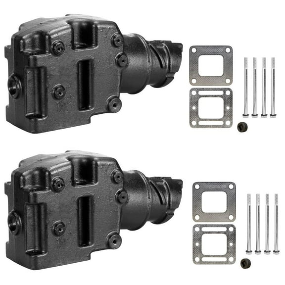 Mercruiser Set of 2 Exhaust Riser Elbows with Gaskets & Bolts - Replaces 8079882A, 807988Q03, 807914A1, 44354 - Fits V6 and V8 Mercruiser Engines from 1981 to 2002, 4 Wet Joint Elbow by FASWORX
