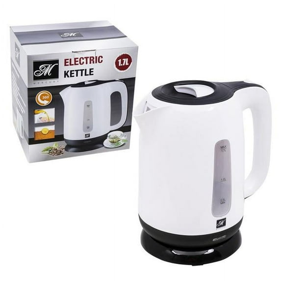 Mercury 600719002885 1.7 L Cordless Electric Kettle - White & Black