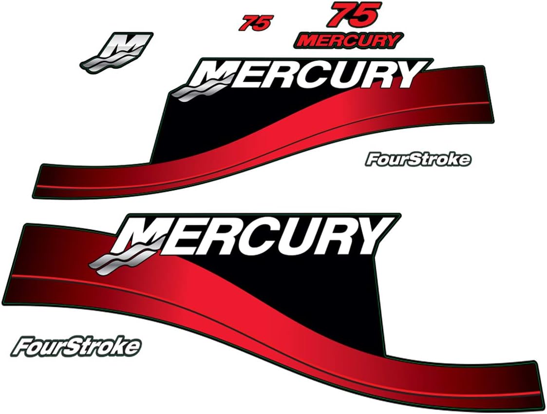 Mercury Outboard Controls Mercury 75 (1999-2004) Utombordare Dekal (klistermärke/Aufkleber) Set Mercury Outboard Parts