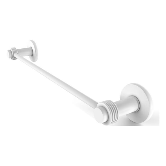 Mercury Collection Towel Bar with Grooved Accents - Matte White / 24 Inch