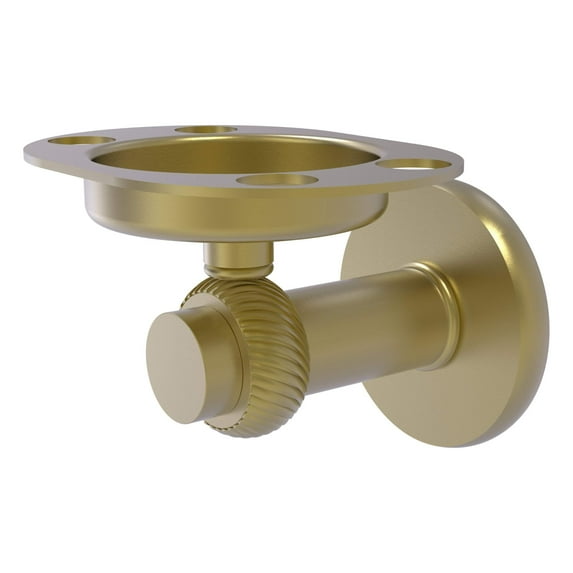 Mercury Collection Tumbler and Toothbrush Holder with Twisted Accents in Satin Brass