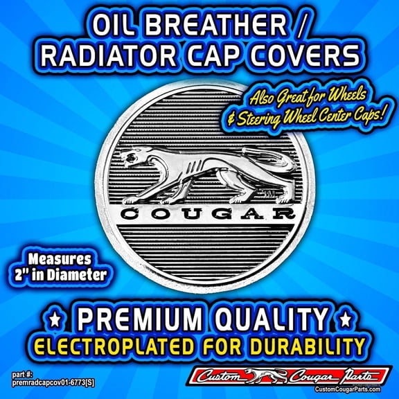 Mercury Cougar Cat Oil Breather Filler Cap Emblem/Radiator Cap Emblem (for 1967-1973)