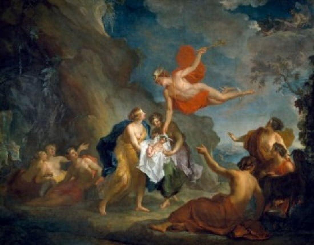Mercury Entrusting Bacchus to the Nymphs on the Island of Naxos by Hyacinthe Collin de Vermont (1693-1761) France Tours Musee des Beaux Arts Canvas Art - Hyacinthe Collin de Vermont (24 x 36)