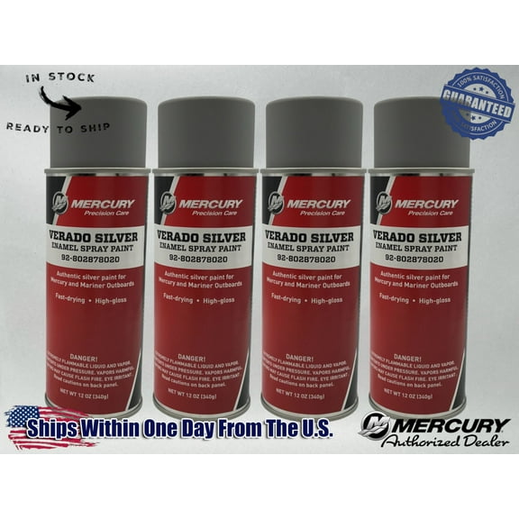 Mercury Genuine OEM Authentic Silver Spray Paint 12 OZ 92-802878020 4 Pack