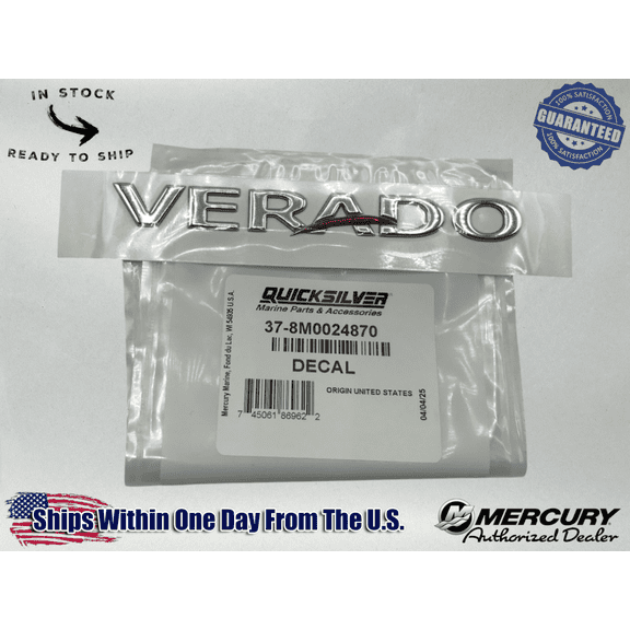 Mercury Genuine OEM Authentic Verado Top Cowling Airdam Cap Decal 8M0024870
