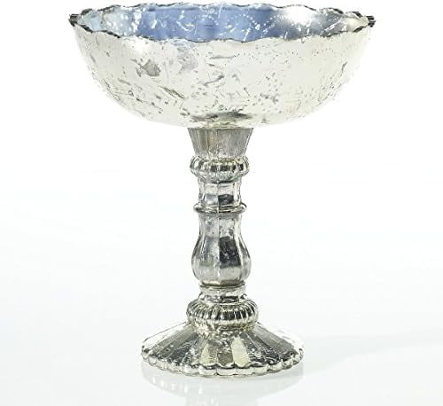 Mercury Glass Compote Dish, Bowl Centerpiece with Pedestal, 8 x 9.25 ...