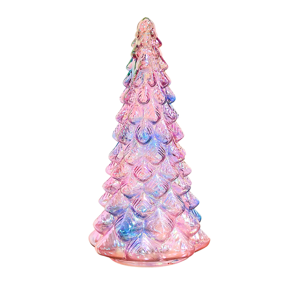 Mercury Glass Lighted Holiday Decoration for Table, Mantel,  Fireplace, Entryway, LED Lights Swirling Water Glitter Christmas Home Decor , Battery Powered