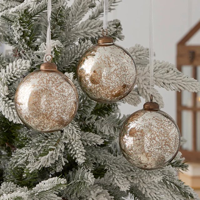 Mercury Glass Ornament Set of 3