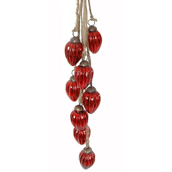 Mercury Glass Ornaments, Cluster Mini Glass Ornaments, Red
