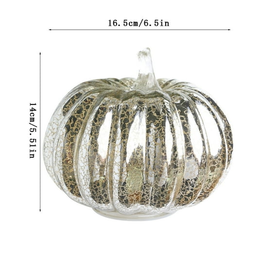 Mercury Glass Pumpkin Light, LED Tabletop Decor with Warm Glow, Battery Operated Fall Decoration