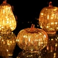 thumbnail image 1 of Mercury Glass Pumpkin Light with Timer, Glass Pumpkin With Light ,Fairy Lights Inside, Battery Operated Led Pumpkin Lamp, Ideal for Halloween Fall Decoration, Thanksgiving Rustic Decor, Xmas Decor, 1 of 4