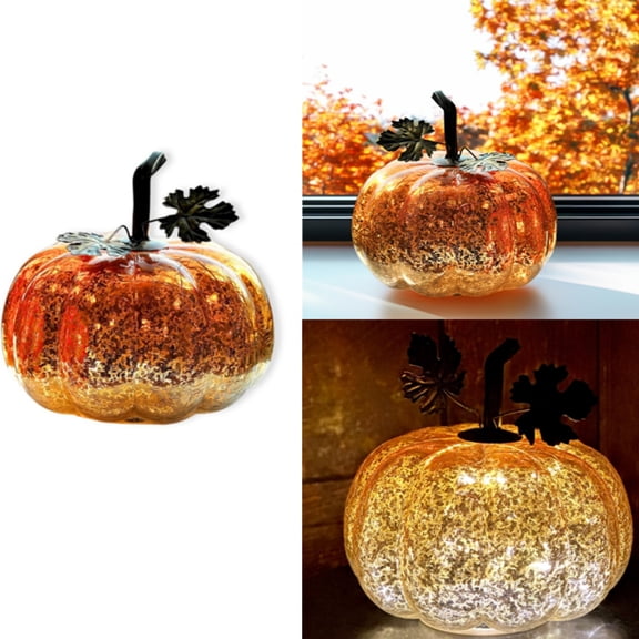 Glass Pumpkin Lights Timer Pumpkins Decorations Tables Centerpieces Decorative Fall Decor