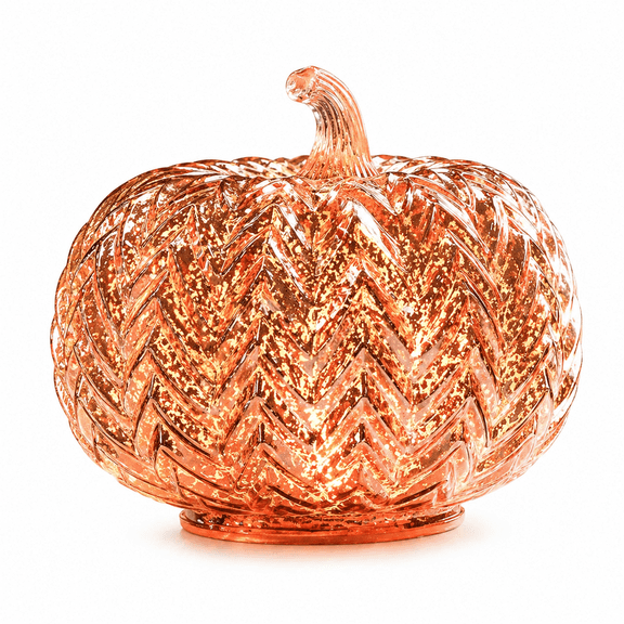 Mercury Glass Pumpkin Lights with Timer Decoration, Halloween Fall Thanksgiving