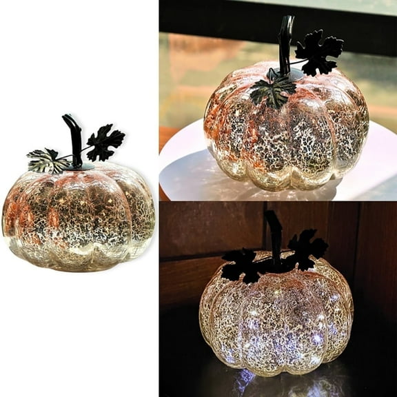 Mercury Glass Pumpkin LightsTimer Pumpkins Decorations Decorative for Halloween Pumpkin Decorations Fall and Thanksgiving Decor