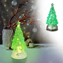 Mercury Glass Trees, Gold Lighted Tabletop Christmas Tree Ceramic, Glowing Glass Christmas Tree Ornament, Small Handcrafted Sparkling Glass Xmas Decor with LED Light