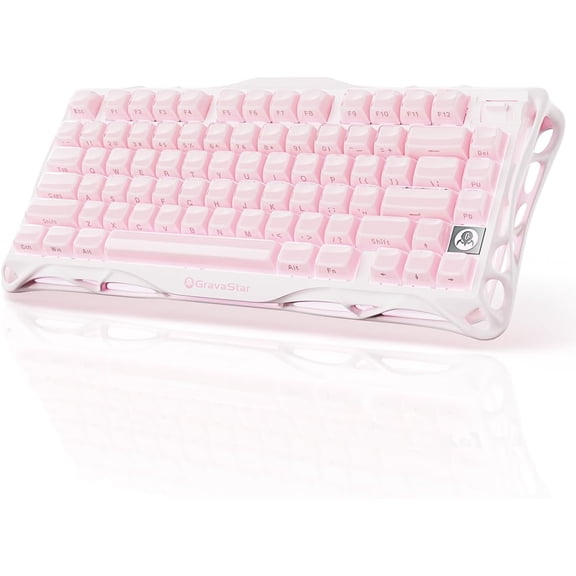 Mercury K1 75% Pink Wireless Keyboard, Aluminum Alloy Exoskeleton Design Mechanical Gaming Keyboard, Gasket Hot-Swap Socket, Linear Switches, RGB Backlit