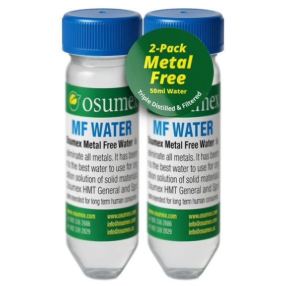 Osumex Metal Free Water 50ml (Pack of 2) - Distilled Water for Heavy Metal Testing, Cooking, Washing, and Hygiene, Demineralized Waters for Home and Professional Use, Clean and Free of Heavy Metals