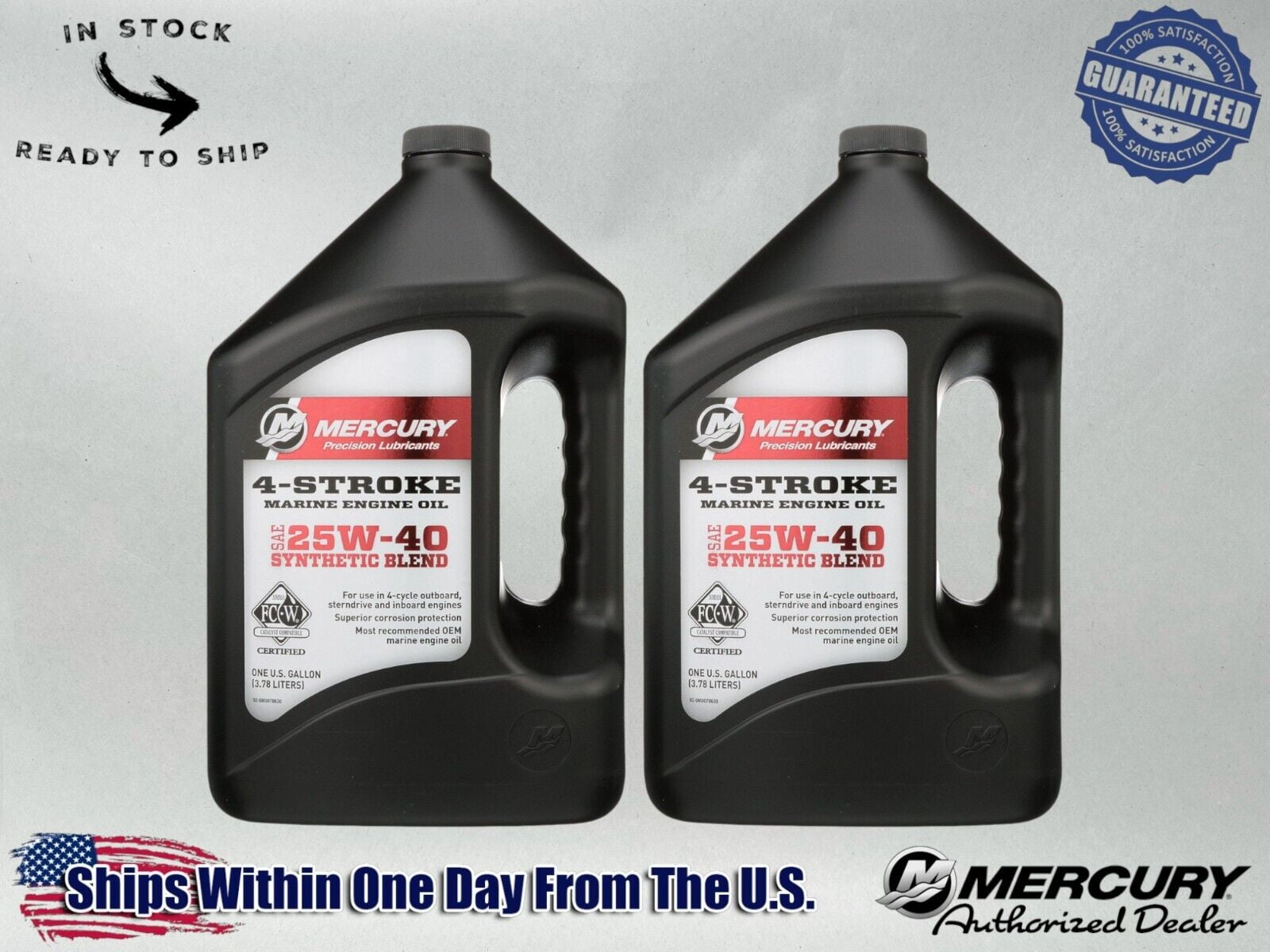 Mercury OEM 25W-40 Synthetic Blend Marine Engine Oil 1