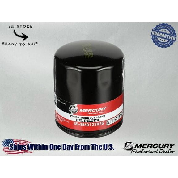 Mercury OEM Outboard Oil Filter for Mercury 3.4L V6 and 4.6L V8 8M0123025