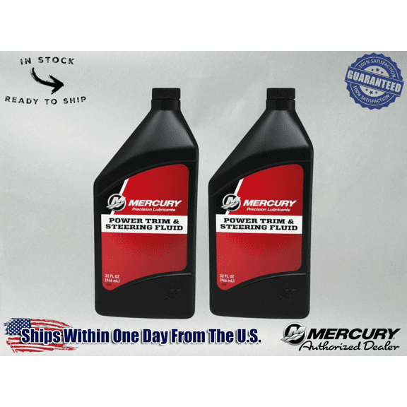 Mercury OEM Power Trim & Steering Fluid Quarts 92-858075K01 2 Pack