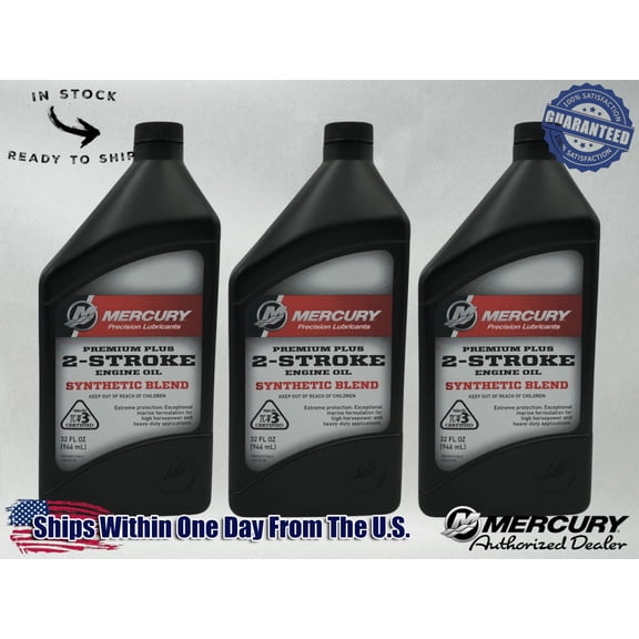 Mercury OEM Premium Plus 2-Stroke Semi Synthetic Oil Quarts 858026K01 3 Pack