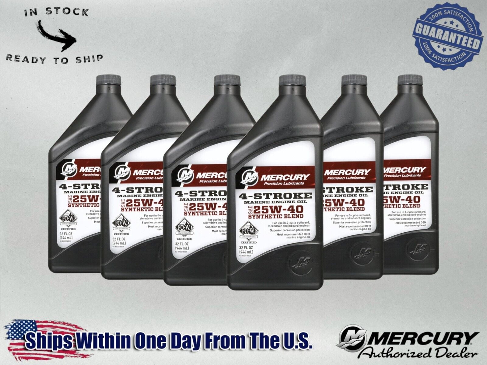 Mercury OEM SAE 25W-40 Synthetic Blend Marine Engine Oil
