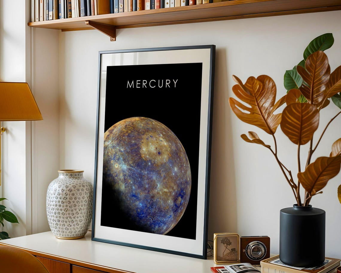 Mercury Poster, Solar System, Space Themed, Minimalist Travel Design ...
