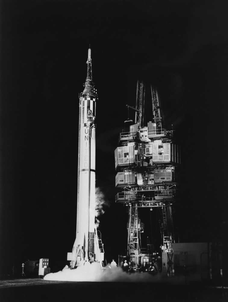 Mercury-Redstone 3 missile on launch pad Cape Canaveral Florida Canvas Art - Stocktrek Images (25 x 33)