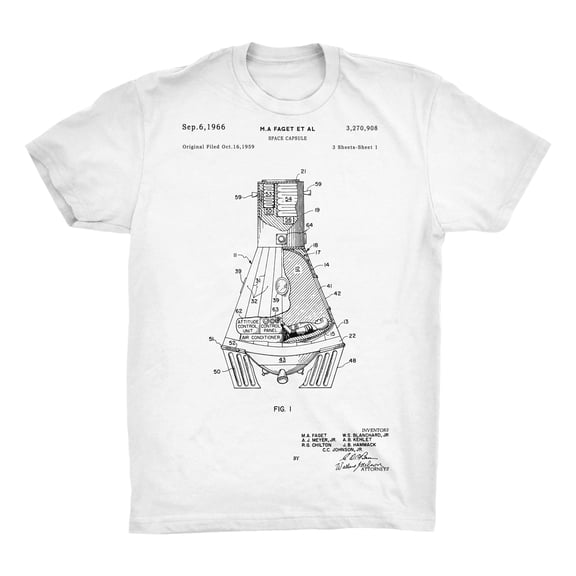 Mercury Space Capsule Patent 100% Cotton Premium T-Shirt
